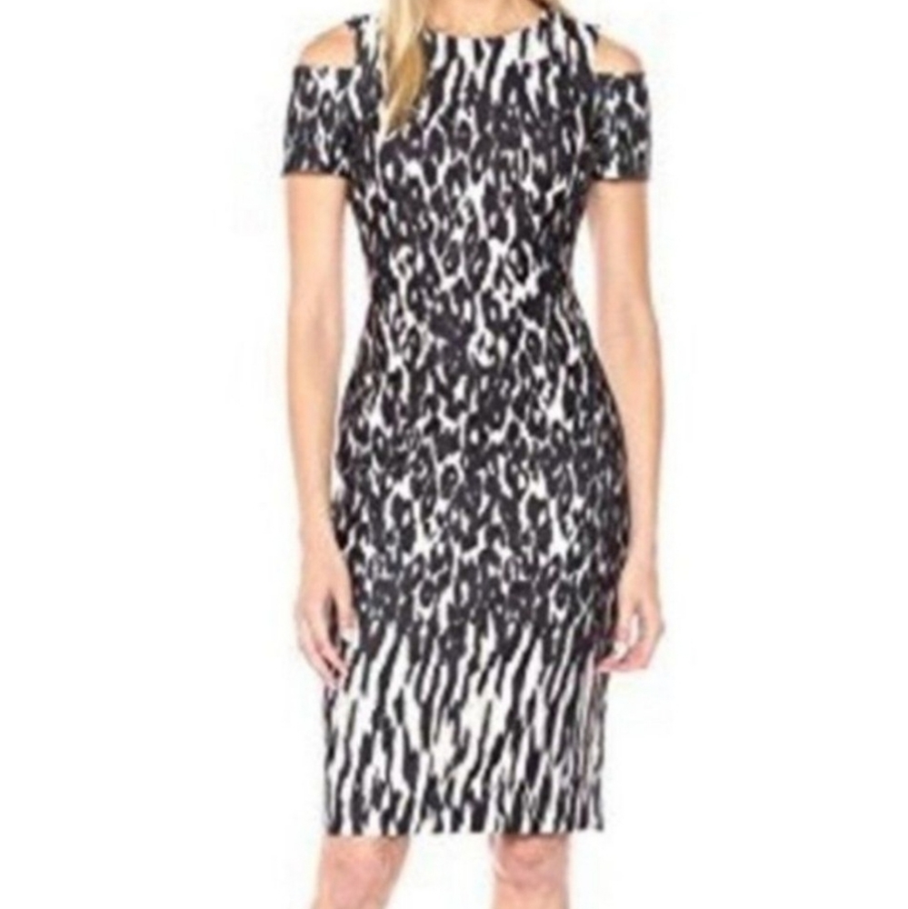 Calvin Klein cold shoulder midi length scuba dress